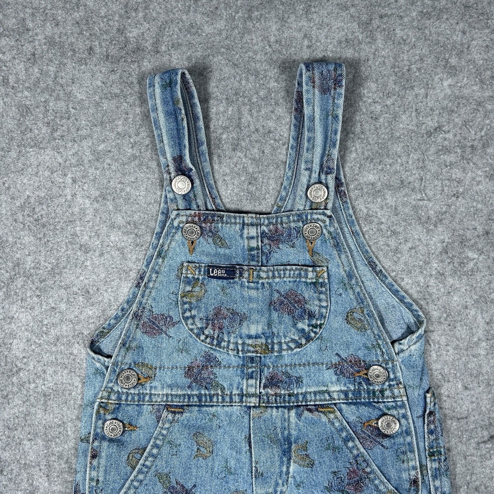 Vintage Lee Authentic Denim Overalls Baby Size 18M fish Pattern 80s RARE Pattern - Picture 10 of 16